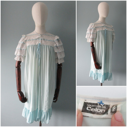Vintage 60er morgenmantel blau - vintage,