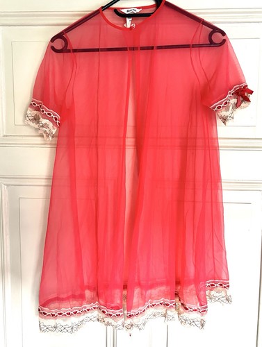 Vintage sheer nylon peignoir - sheer,